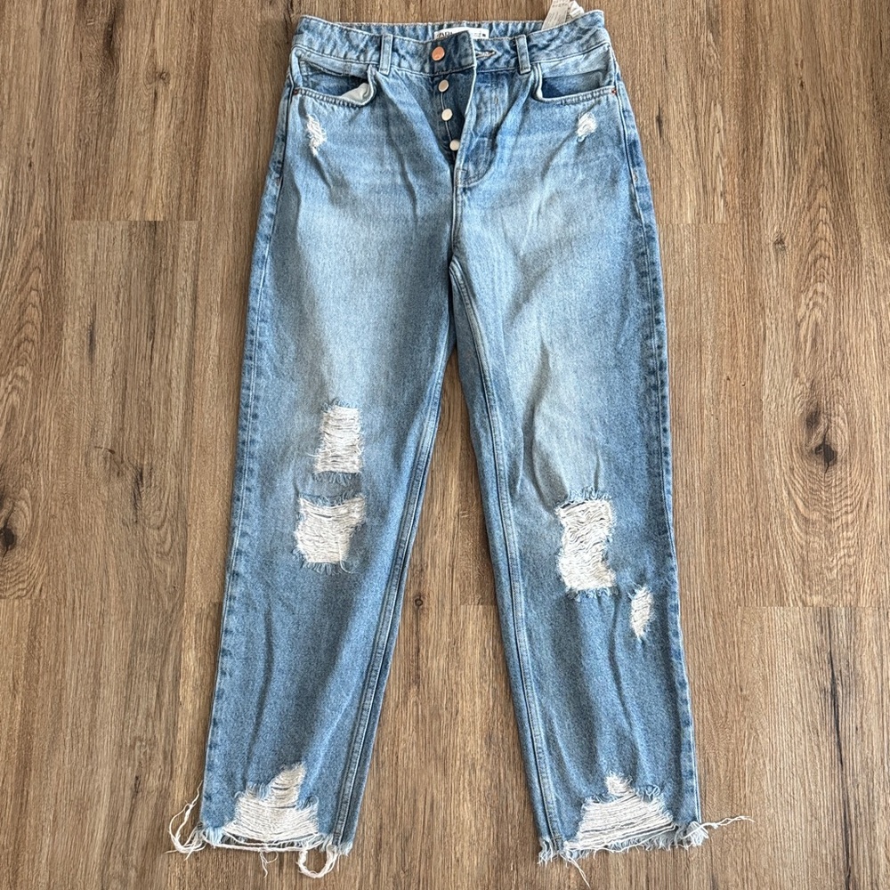 Zara Distressed Blue Boyfriend Jeans